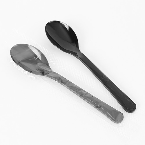 TY위생수저 개별포장 스푼 170mm 1박스(검정/투명 각1,500개)일프로팩
